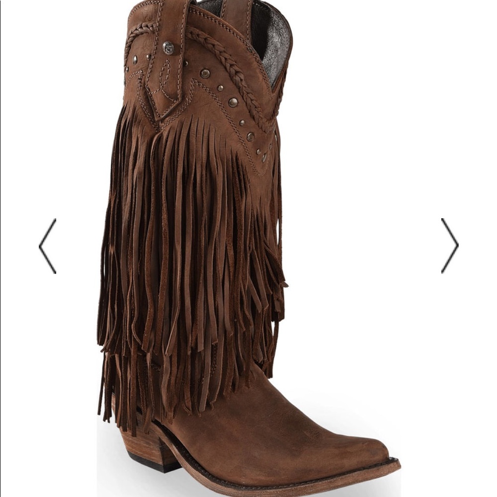 Liberty Black Vegas Fringe Boots - Pointed Toe